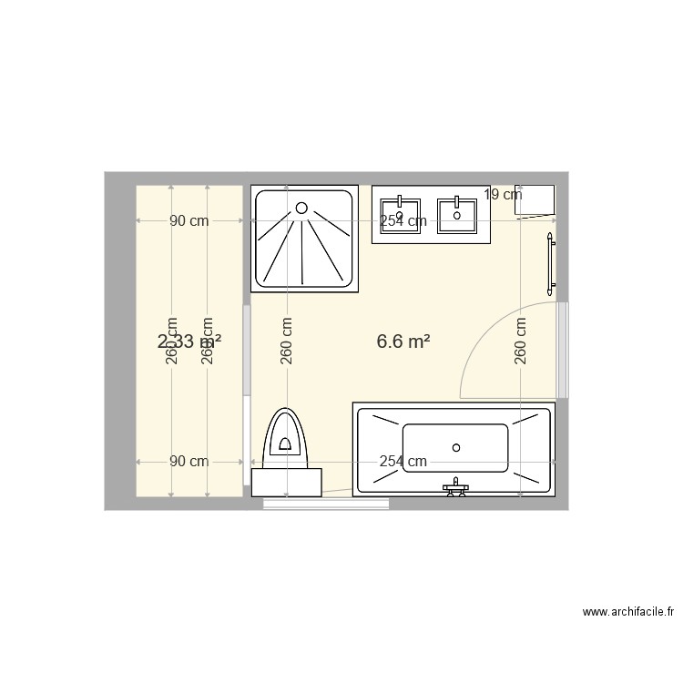 salle de bains et double flux. Plan de 0 pièce et 0 m2