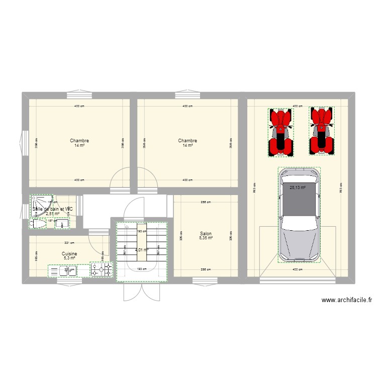 maison walid. Plan de 7 pièces et 76 m2