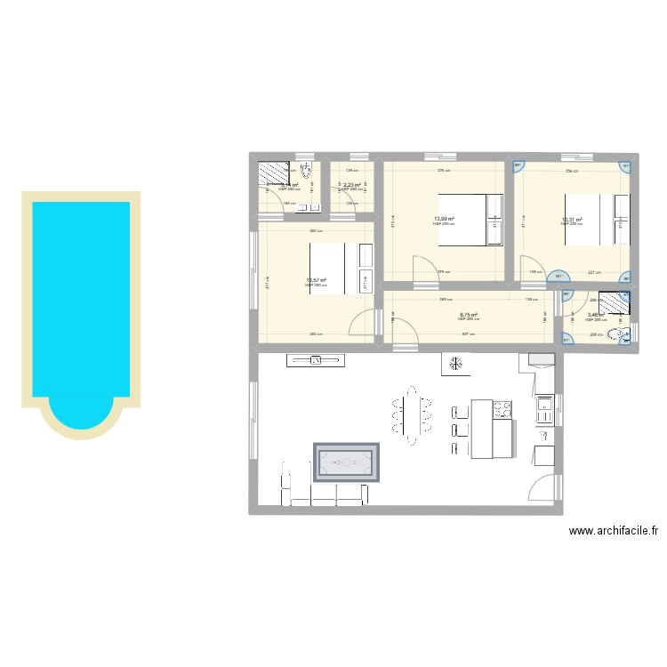 st louis. Plan de 7 pièces et 58 m2