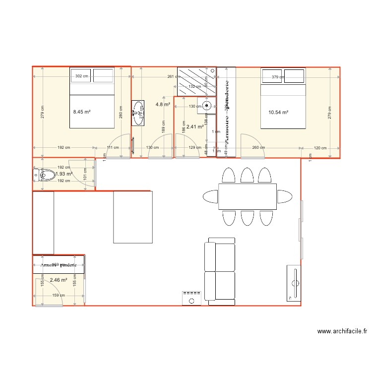 Cabourg plan 2. Plan de 6 pièces et 31 m2