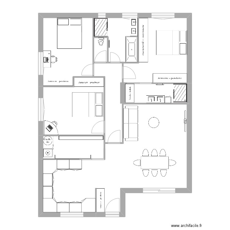 Baziège vierge. Plan de 5 pièces et 66 m2