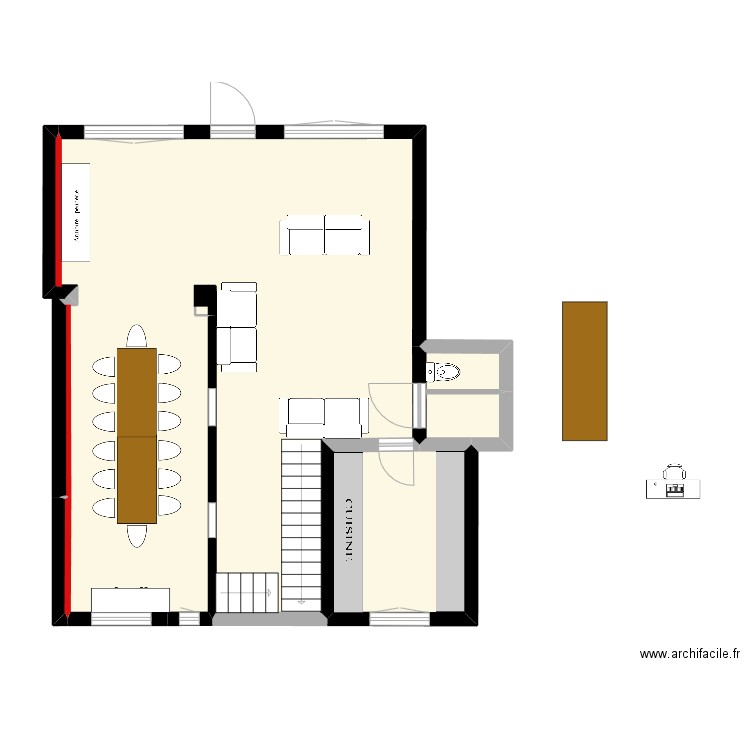 RDC Fermé V2. Plan de 4 pièces et 71 m2