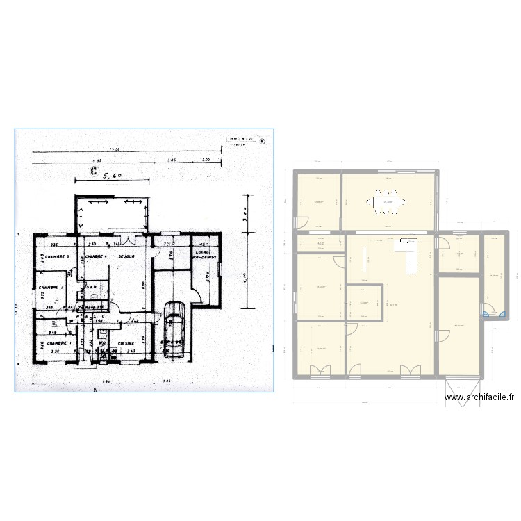 maison de base et extension. Plan de 10 pièces et 166 m2