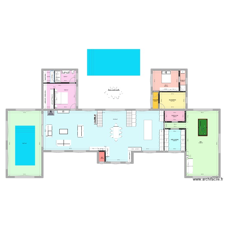 MANOIR GARAUC RDC v2. Plan de 13 pièces et 290 m2