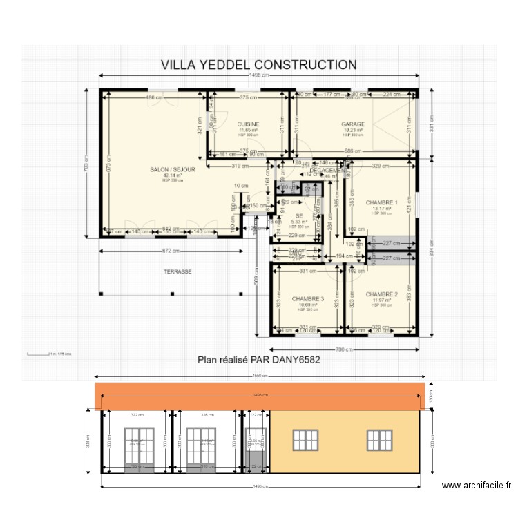 VILLA YEDDEL CONSTRUCTION FACADE. Plan de 4 pièces et 44 m2