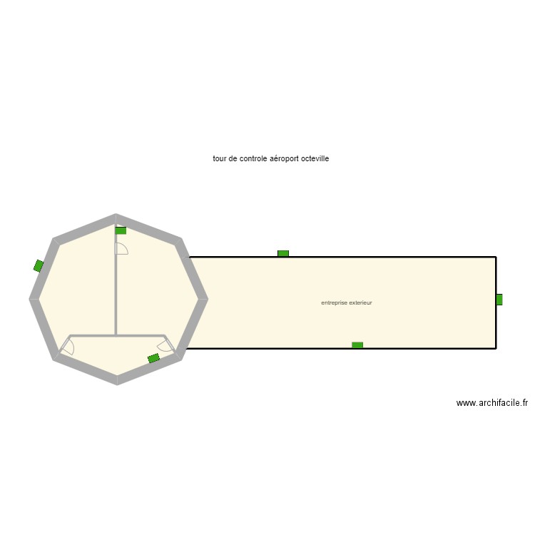 tour de contrôle aéroport octeville . Plan de 4 pièces et 42 m2