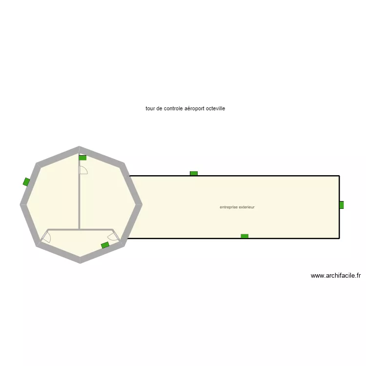 tour de contr&ocirc;le a&eacute;roport octeville . Plan de 