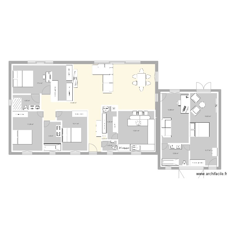 St J . Plan de 14 pièces et 242 m2