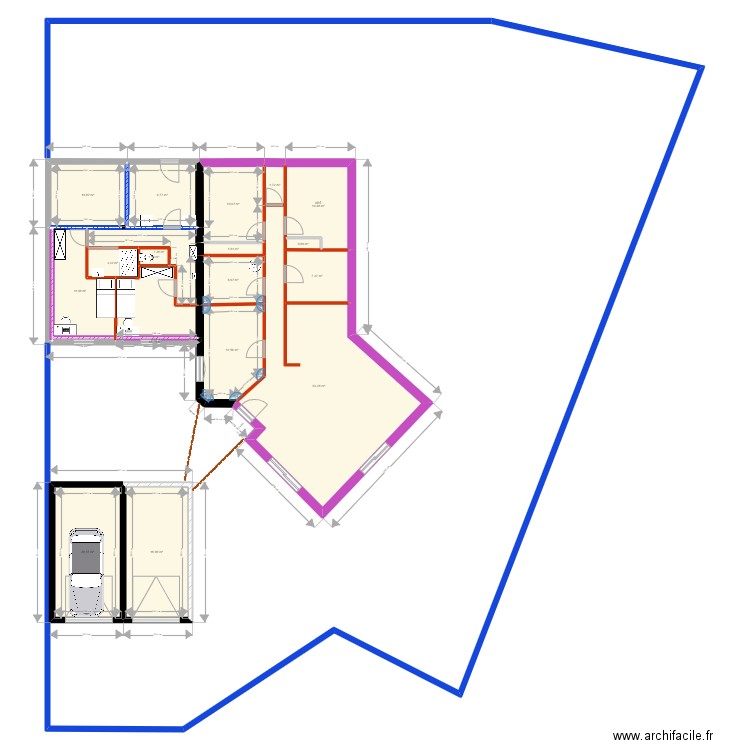 Plan initial bis. Plan de 19 pièces et 200 m2