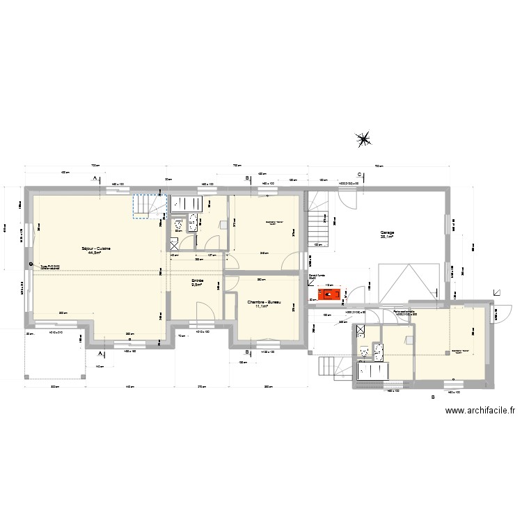 Rez de Chaussée - Aménagement SdB - V1. Plan de 0 pièce et 0 m2