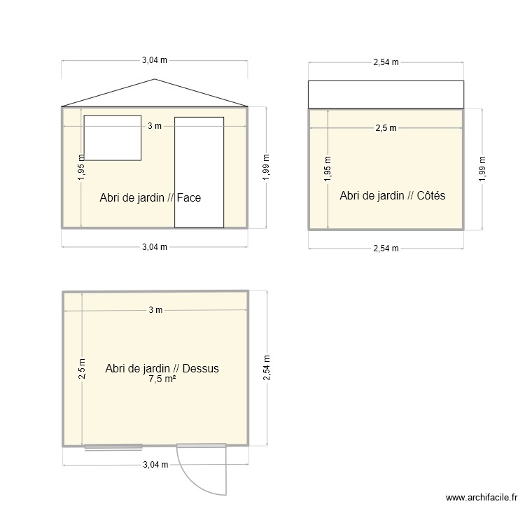 Cabane de jardin. Plan de 3 pièces et 18 m2