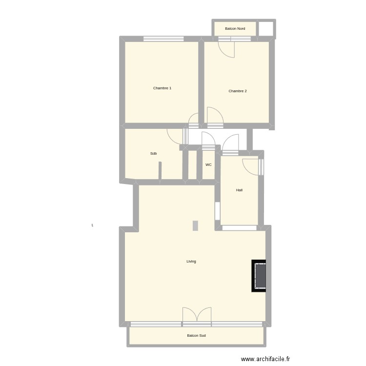 baseline. Plan de 9 pièces et 90 m2