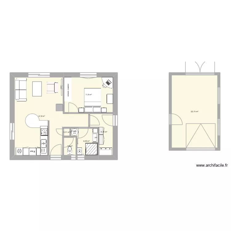 st chepy. Plan de 7  et 73 m²