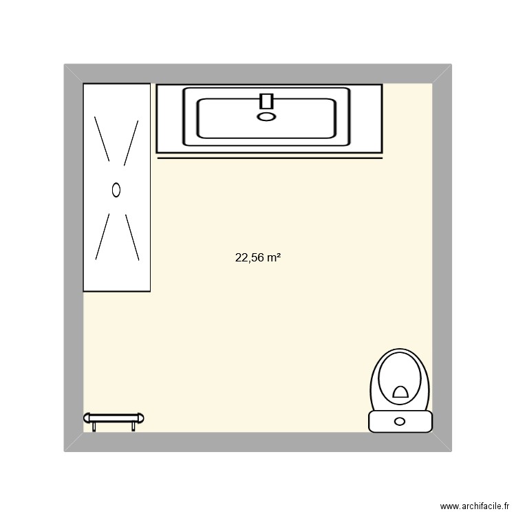 rfds. Plan de 1 pièce et 23 m2