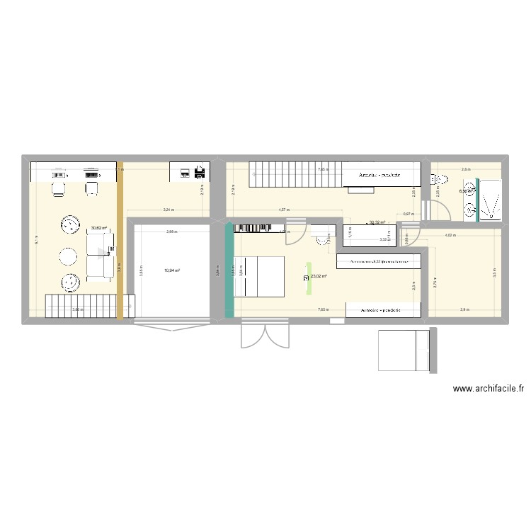 étage plan 2. Plan de 5 pièces et 101 m2
