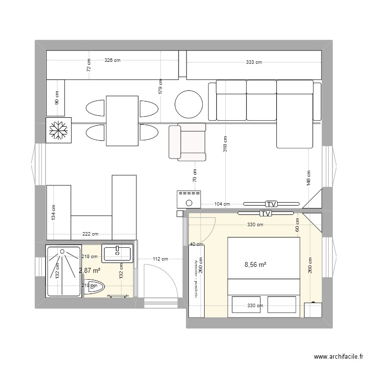 lot 7.2. Plan de 2 pièces et 11 m2