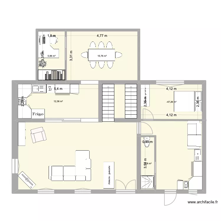 Quincy Voisins. Plan de 5  et 47 m²