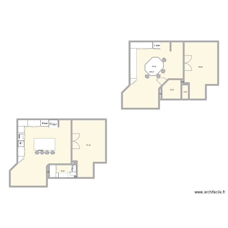 Maison perso. Plan de 13 pièces et 106 m2