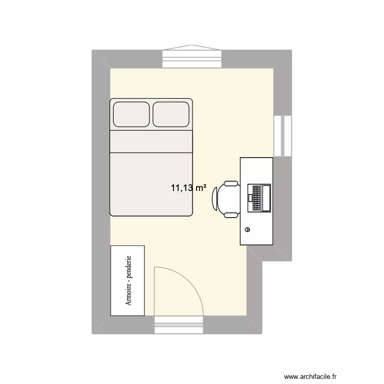 chambre No&eacute; des. Plan de 1  et 11 m²