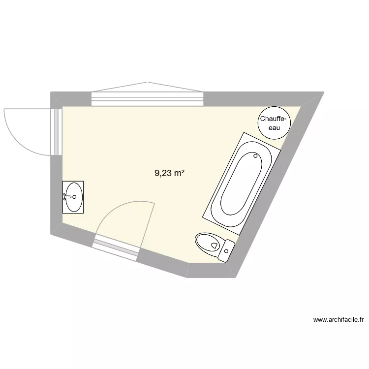 SDB1. Plan de 1  et 9 m²