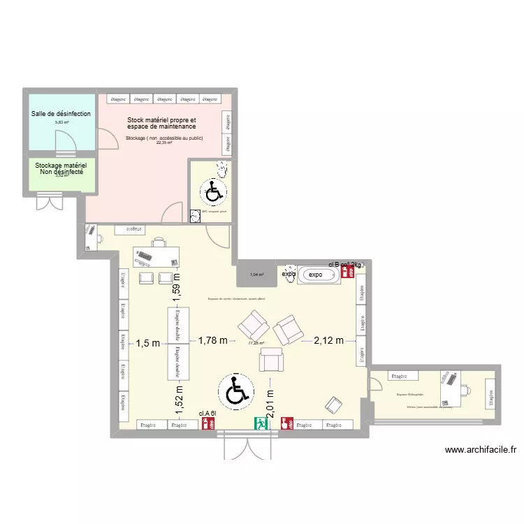 Plan magasin Autonomy Solutions. Plan de 6 Pièces et 114 m²
