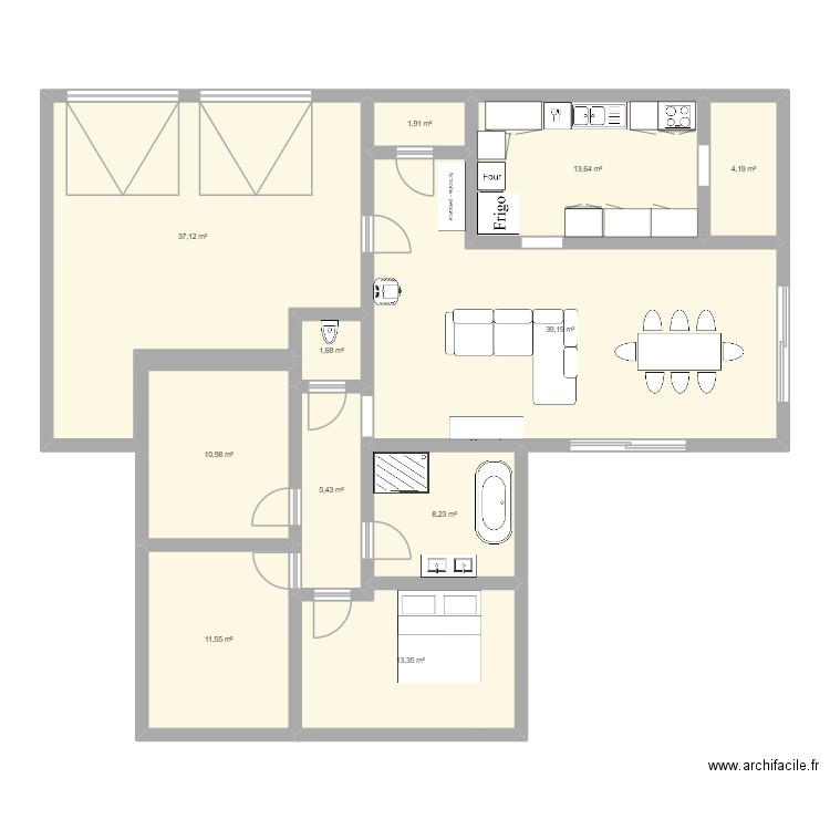 Maison L Vrai. Plan de 11 pièces et 147 m2
