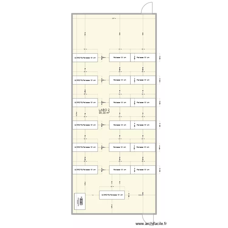 Salle de Cours Labo 2 35 &eacute;l&egrave;ves  souhait SVT. Plan de 1  et 85 m²
