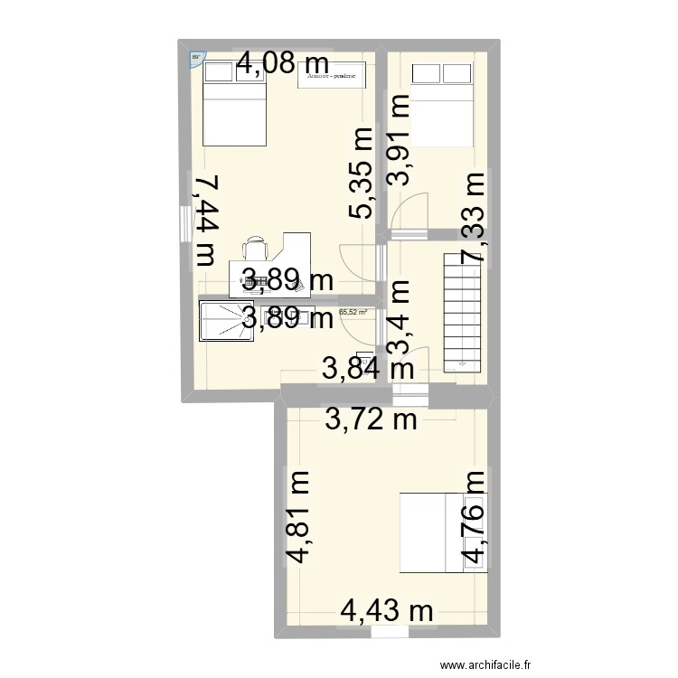 COLIGNY ETAGE. Plan de 1 pièce et 66 m2