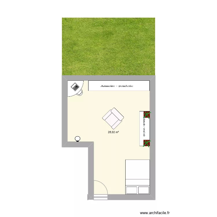 plan de ma chambre. Plan de 1  et 26 m²
