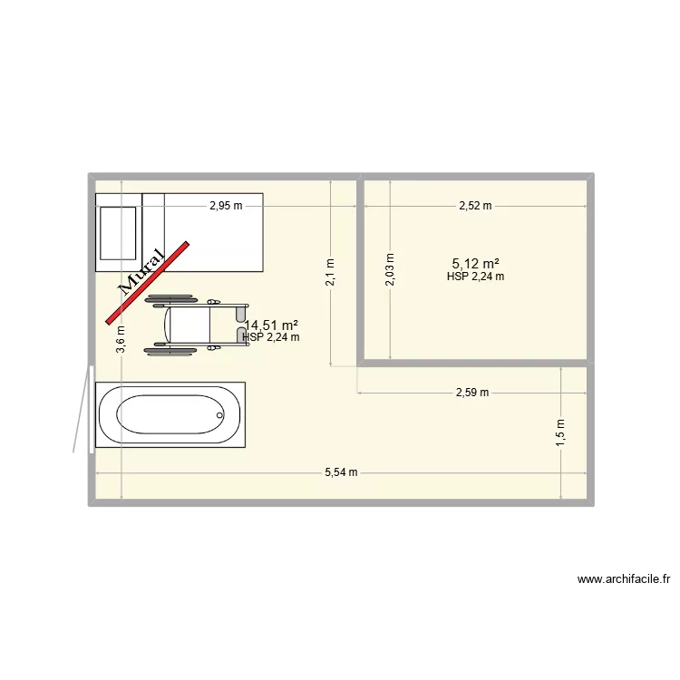 ADAPEI 33. Plan de 2  et 20 m²
