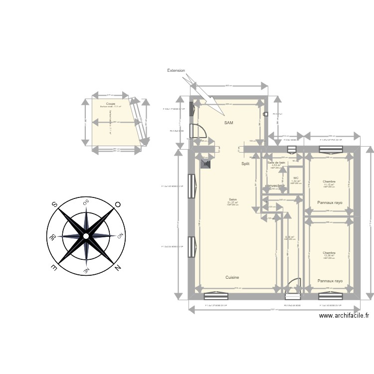 MARTIN. Plan de 9 pièces et 261 m2