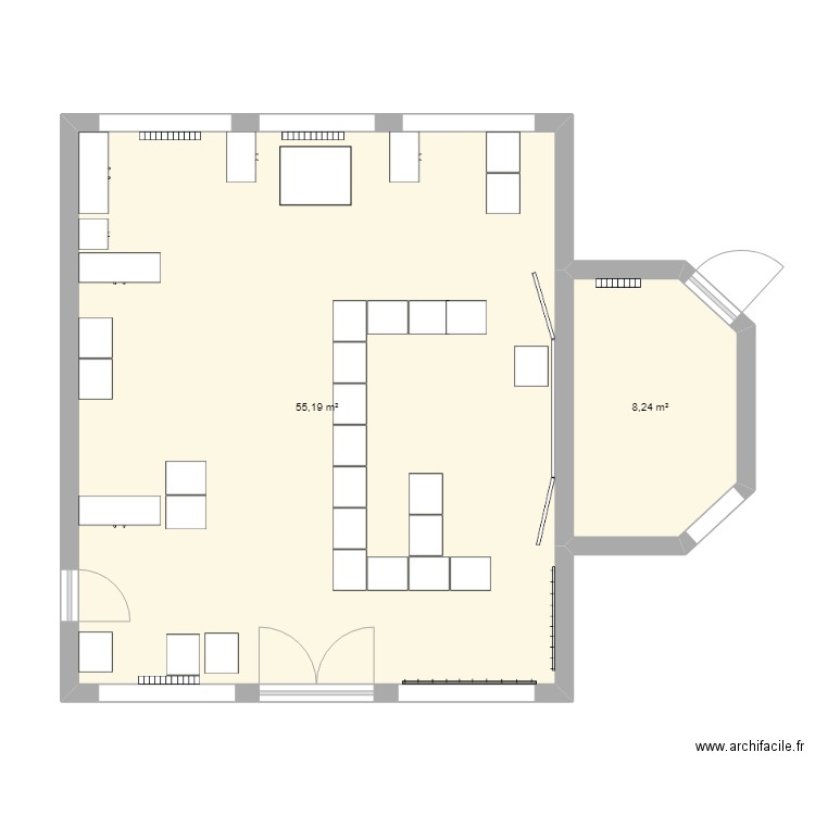 classe CPC. Plan de 2 pièces et 63 m2