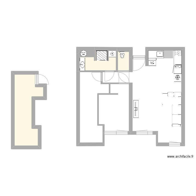 Ccs. Plan de 4 pièces et 14 m2