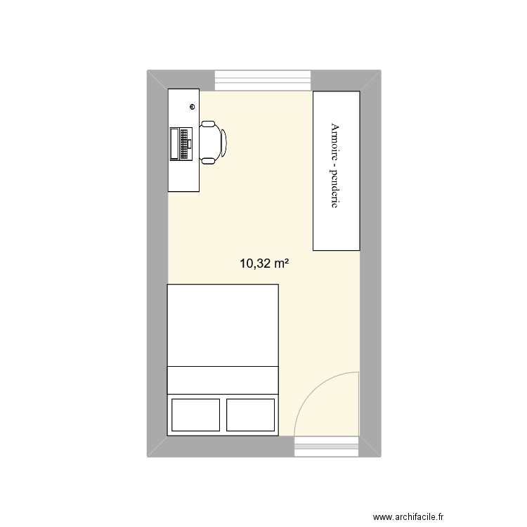 Chambre Léon. Plan de 1 pièce et 10 m2