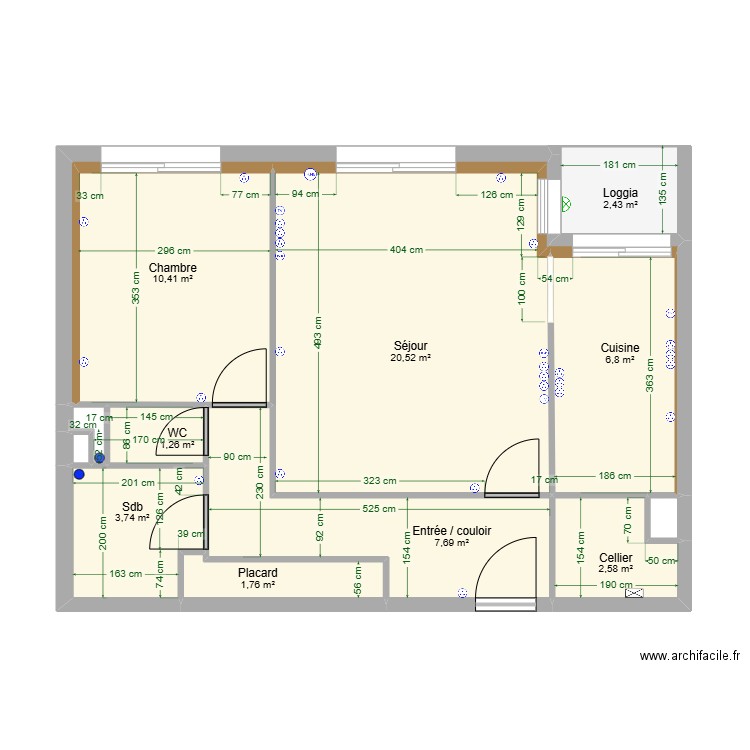 Eden v2. Plan de 13 pièces et 58 m2