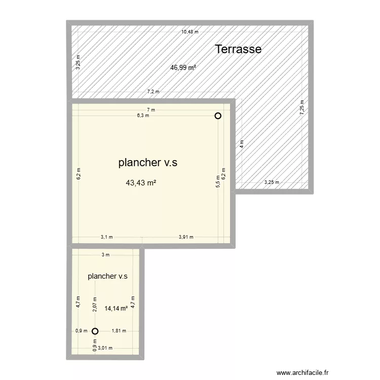 PLANCHER V.S. Plan de 3  et 105 m²
