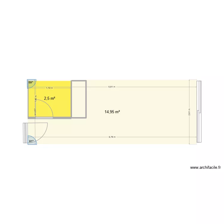 Studette. Plan de 2 et 20 m² Studette. Plan de 2 et 20 m²