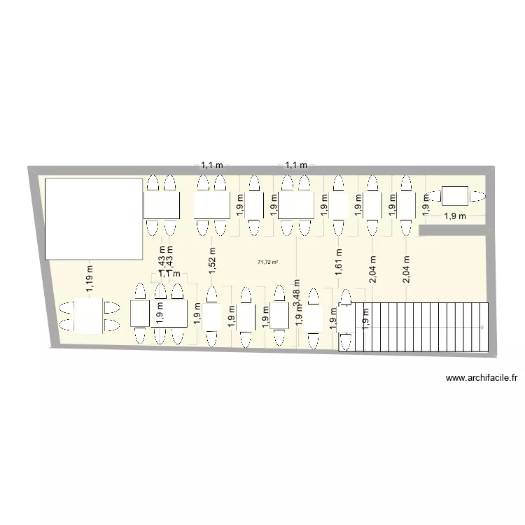 Épi 1. Plan de 1 et 72 m² Épi 1. Plan de 1 et 72 m²