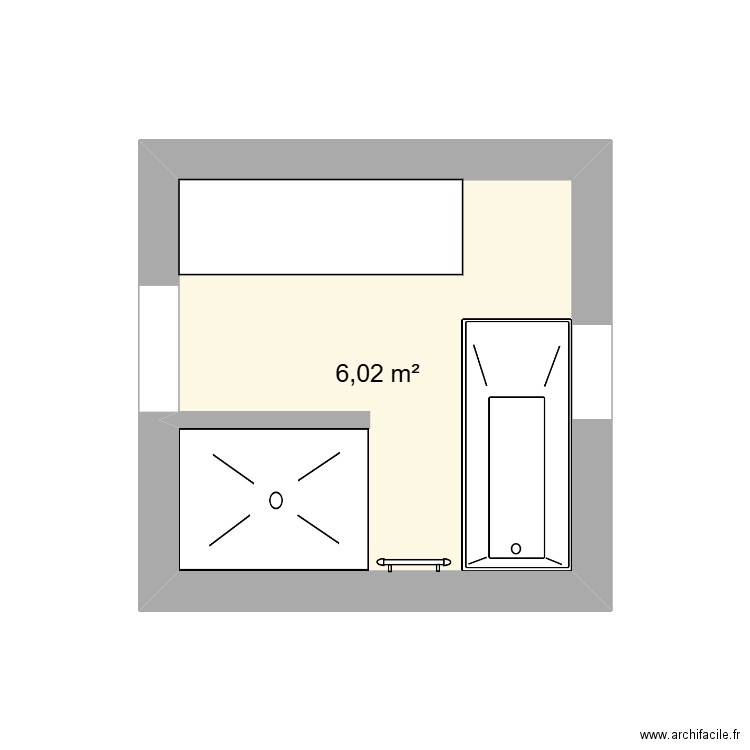 SDB 2. Plan de 1 pièce et 6 m2