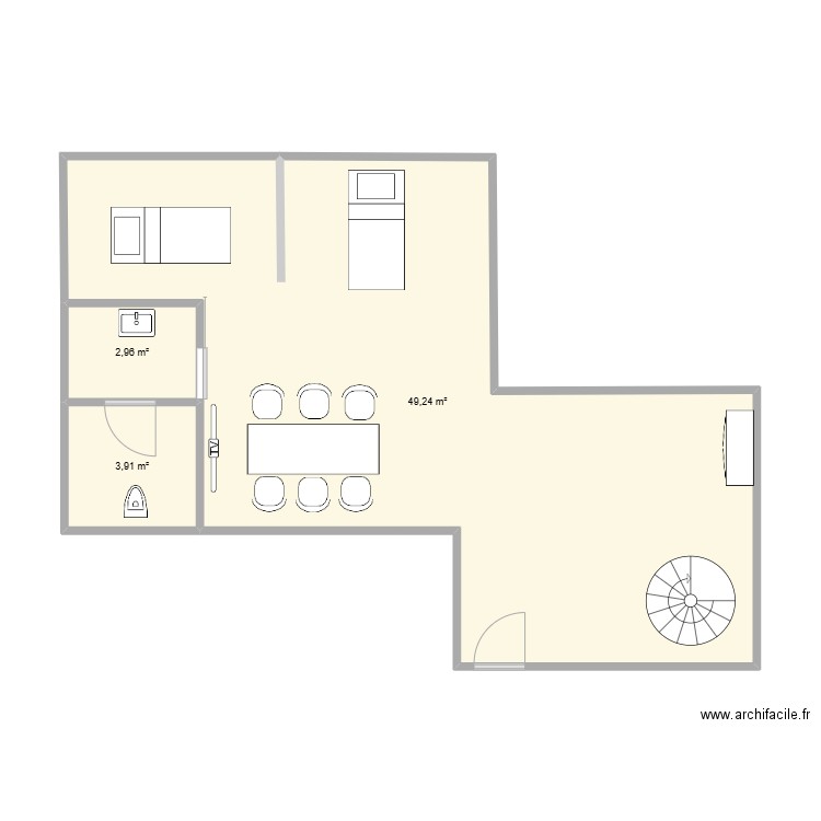 CR2 PARIS. Plan de 3 pièces et 56 m2