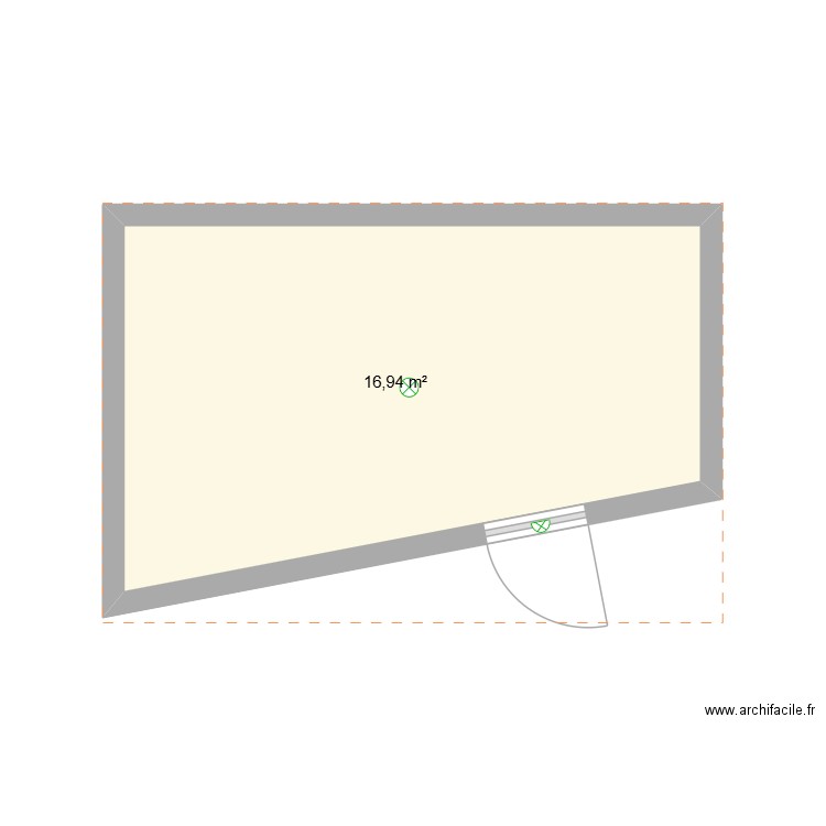 local poubelle chasse. Plan de 1 pièce et 17 m2