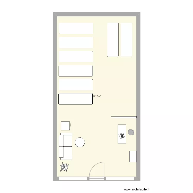 studio pilates. Plan de 1  et 63 m²