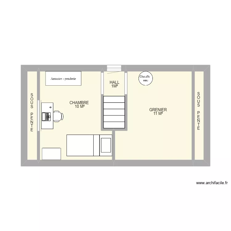 2&egrave;me ETAGE ELLEZELLES. Plan de 