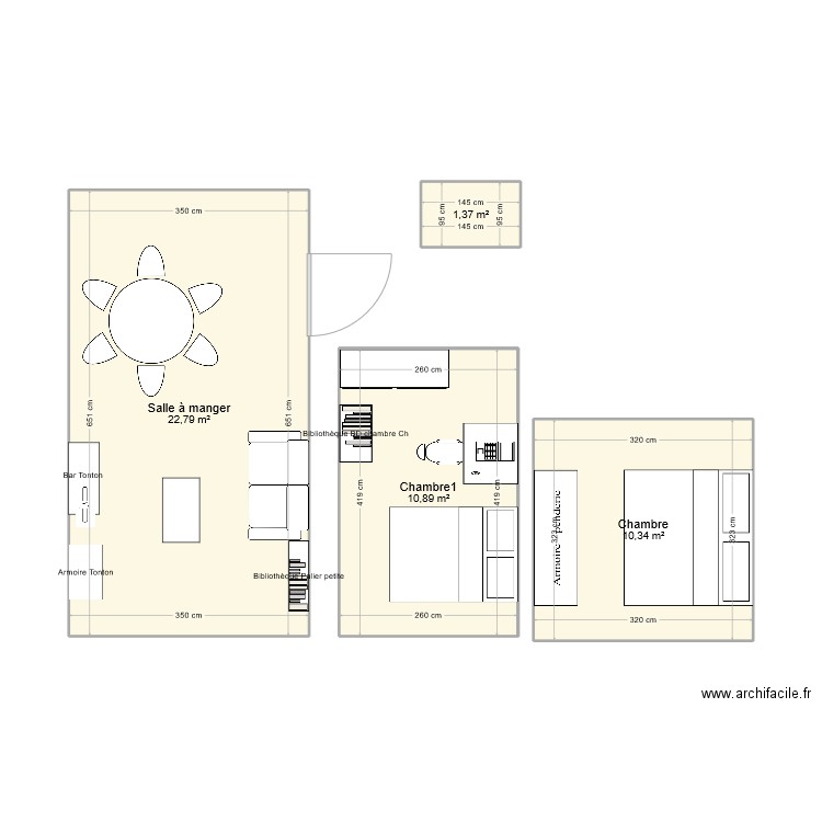 appartement. Plan de 4 pièces et 45 m2