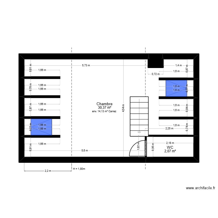 P3. PLAN ORIGINAL COMBLES - PROJET SONNEVILLE. Plan de 4 pièces et 35 m2