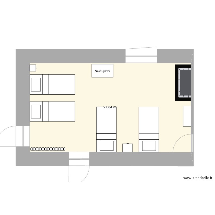 dortoir. Plan de 0 pièce et 0 m2