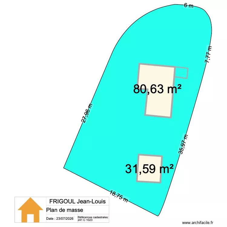 FRIGOUL Jean-Louis. Plan de 2  et 112 m²