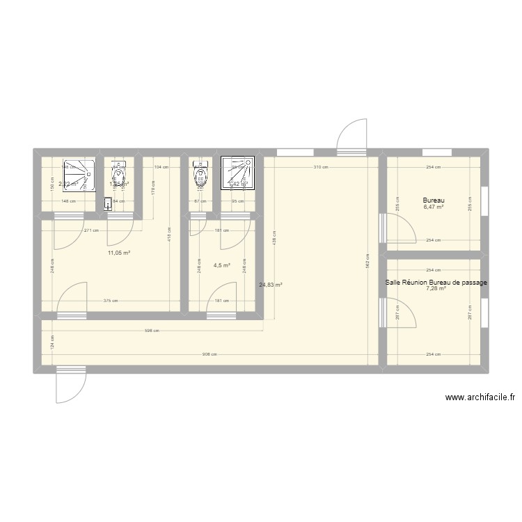 Plan Bureau Aulnat. Plan de 9 pièces et 60 m2
