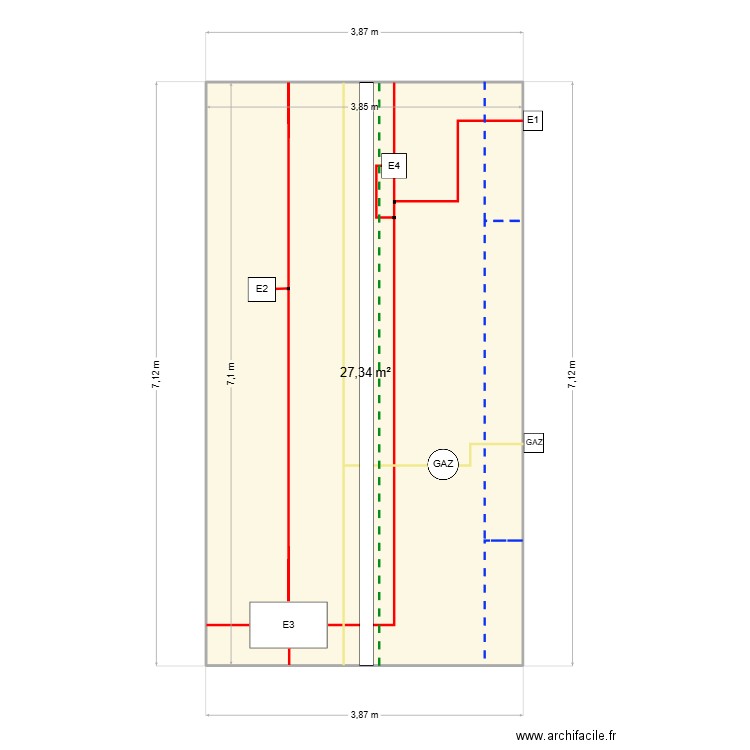 Salle Bourdaire. Plan de 1 pièce et 27 m2