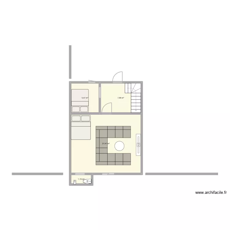 appartement. Plan de 4 Pièces et 42 m²